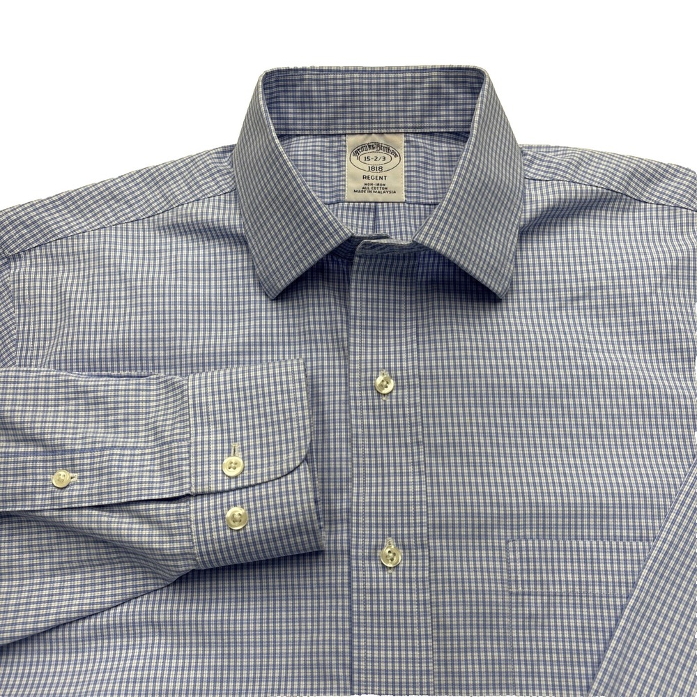 Brooks Brothers 1818 Regent Dress Shirt Mens 15-2/3 Vintage Non-Iron Plaid